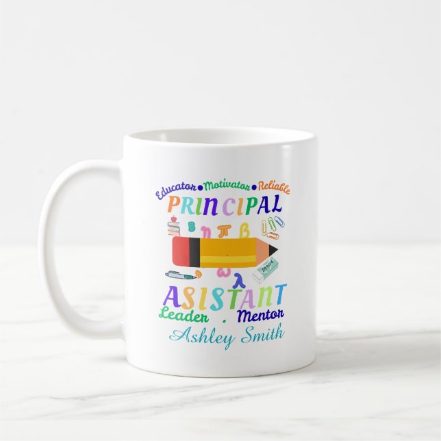 Taza De Café Asistente personalizado del director día del maest (Izquierda)
