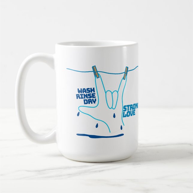 Taza De Café ASL Design - Wash, Rinse, and Dry Love ILY (Izquierda)