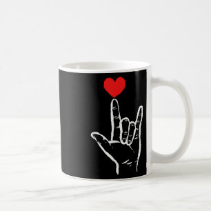 Taza De Café Asl I Love You Hand Heart American Rótulo Language
