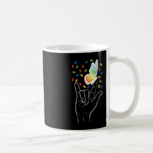 Taza De Café Asl Love Rótulo Butterfly Puzzle Autism Awareness 
