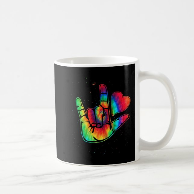 Taza De Café ASL Love Sign Language Hand Autism Awareness Suppo (Derecha)