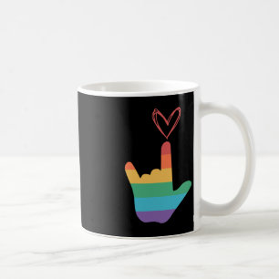 Taza De Café ASL Rainbow Love Symbol Deaf