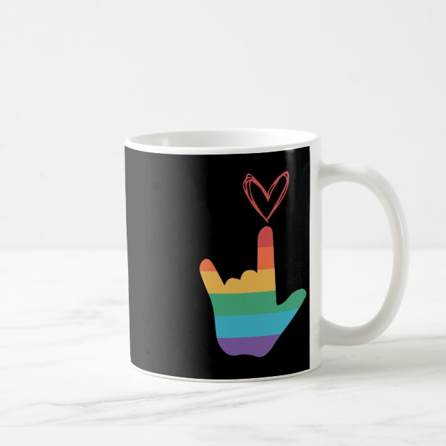 Taza De Café ASL Rainbow Love Symbol Deaf (Derecha)