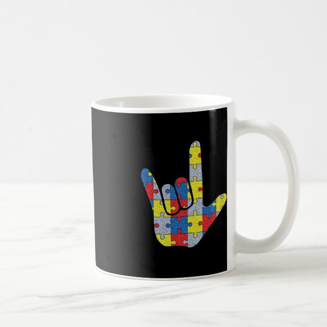 Taza De Café ASL Rótulo de amor Lenguaje de autismo Ayuda para  (Derecha)