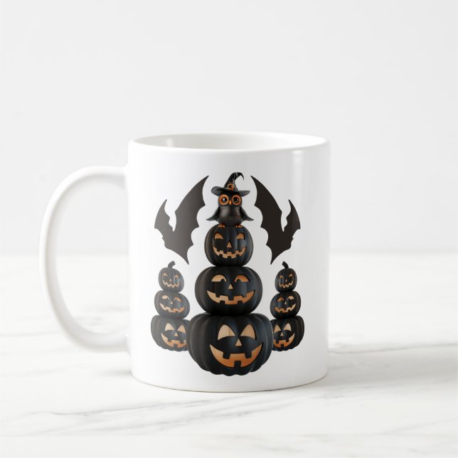 Taza De Café Asombrosa Lechuza Asombrosa Sentada En La Parte Su (Izquierda)