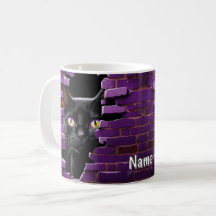 Taza De Café Aspecto 3D Impresión Desglose de pared Gato negro