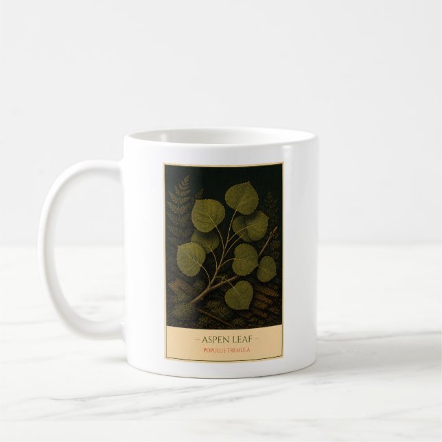 Taza De Café Aspen Leaf – Vintage Botanical Mug (Izquierda)