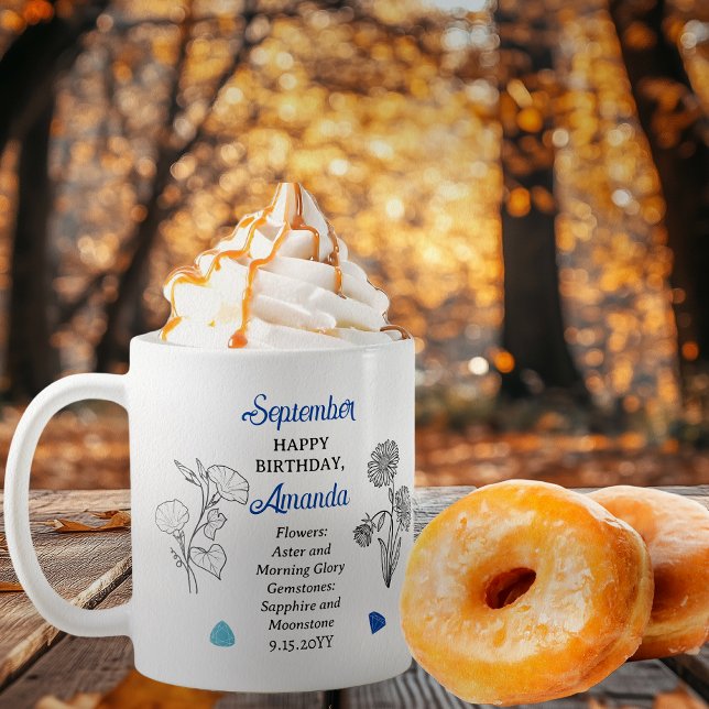 Taza De Café Aster de septiembre | Buenos días cumpleaños Keeps (September Floral and Birthstone Birthday Keepsake Coffee Mug)