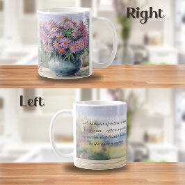 Taza De Café Asters de acuarela y citación de pollo