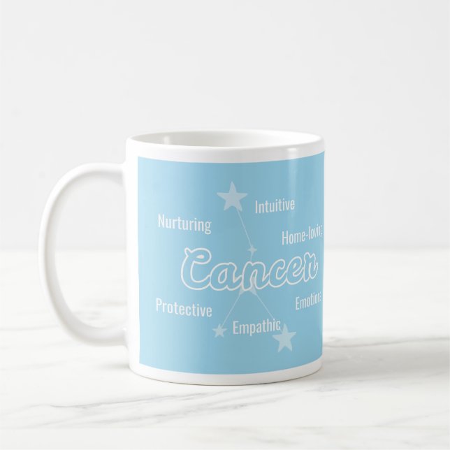 Taza De Café Astrología de la acuarela azul del cáncer Rótulo Z (Izquierda)