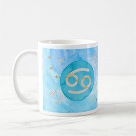 Taza De Café Astrología de la acuarela azul del cáncer Rótulo Z