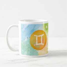 Taza De Café Astrología de la acuarela Gemini Pastel Rótulo Zod