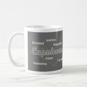 Taza De Café Astrología de la acuarela gris de Capricornio Rótu