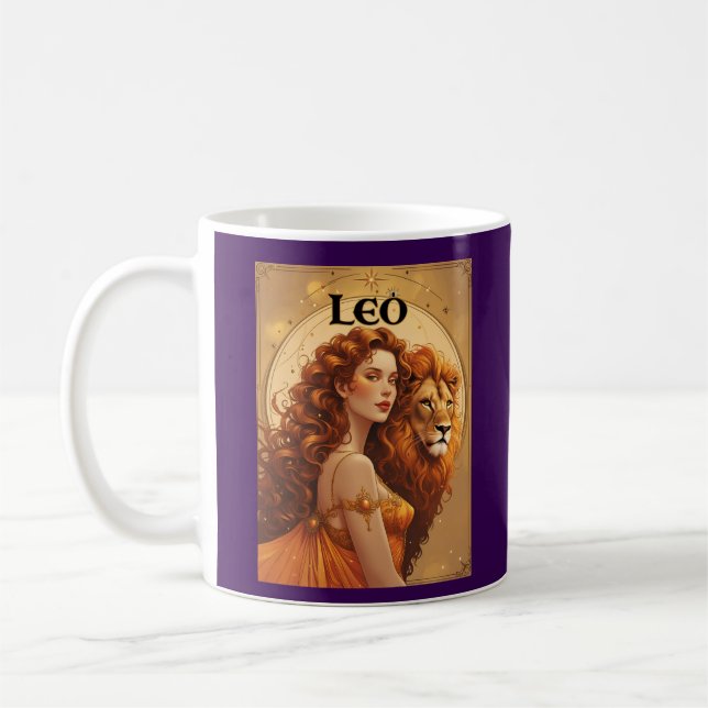 Taza De Café Astrología del Rótulo Sol Leo Zodiac (Izquierda)