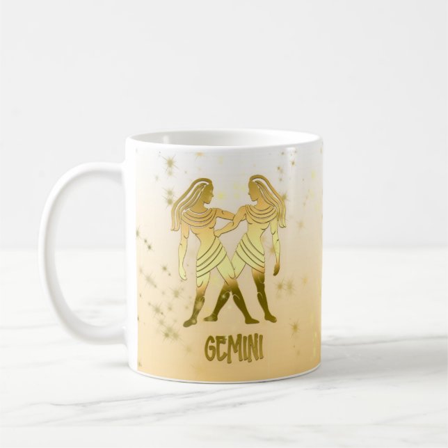 Taza De Café Astrología gemini dorada Horóscopo Rótulo zodiaco (Izquierda)