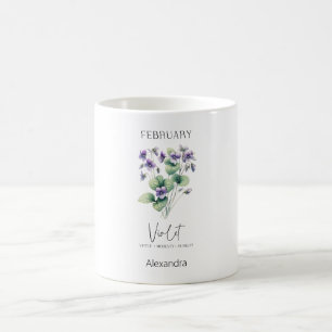 Taza De Café Astrología Nacimiento Mes Febrero Violeta de flo