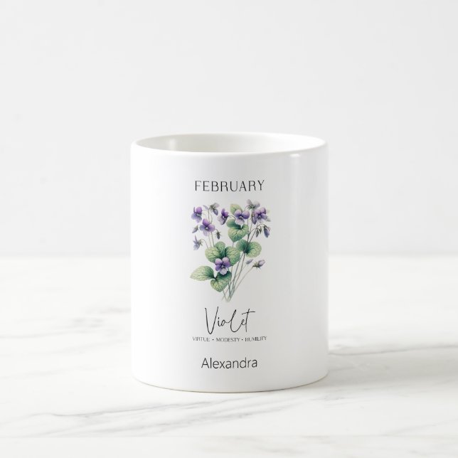 Taza De Café Astrología Nacimiento Mes Febrero | Violeta de flo (Centro)