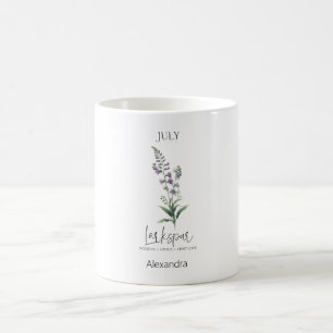 Taza De Café Astrología Nacimiento Mes Julio Flor Larkspur