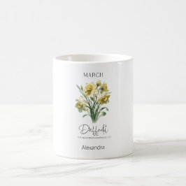 Taza De Café Astrología Nacimiento Mes Marzo | Flor Daffodil