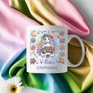 Taza De Café Astrología Personalizada Colorida Virgo Zodiaco