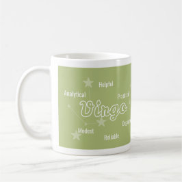 Taza De Café Astrología verde oliva Virgo Rótulo Zodiac Mug