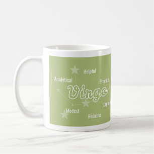 Taza De Café Astrología verde oliva Virgo Rótulo Zodiac Mug