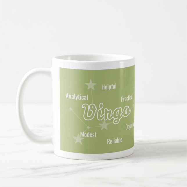 Taza De Café Astrología verde oliva Virgo Rótulo Zodiac Mug (Izquierda)