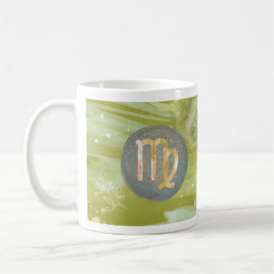 Taza De Café Astrología verde oliva Virgo Rótulo Zodiac Mug