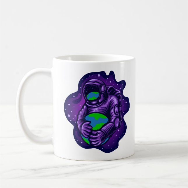 Taza De Café Astronaut Abraza la Tierra (Izquierda)