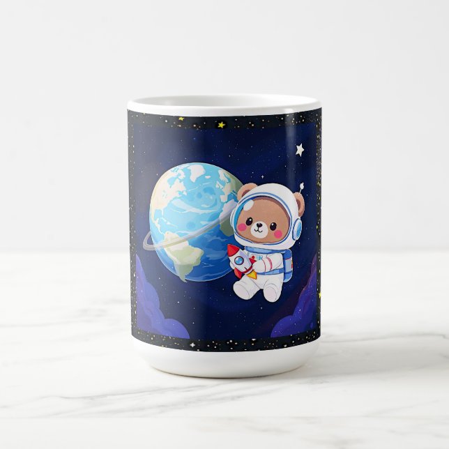 Taza De Café Astronaut Bear Orbiting Earth (Centro)