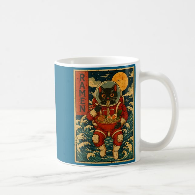 Taza De Café Astronaut Cat Ramen Japanese Graphic Tees Men Wome (Derecha)
