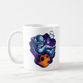 Taza De Café Astronaut Relaxándose Con Café