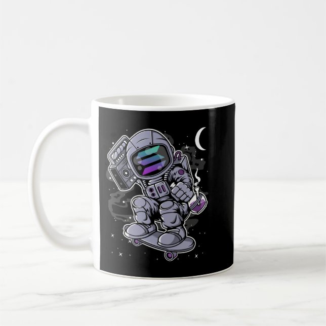Taza De Café Astronaut Skate Solana SOL Crypto Coin HODL (Izquierda)