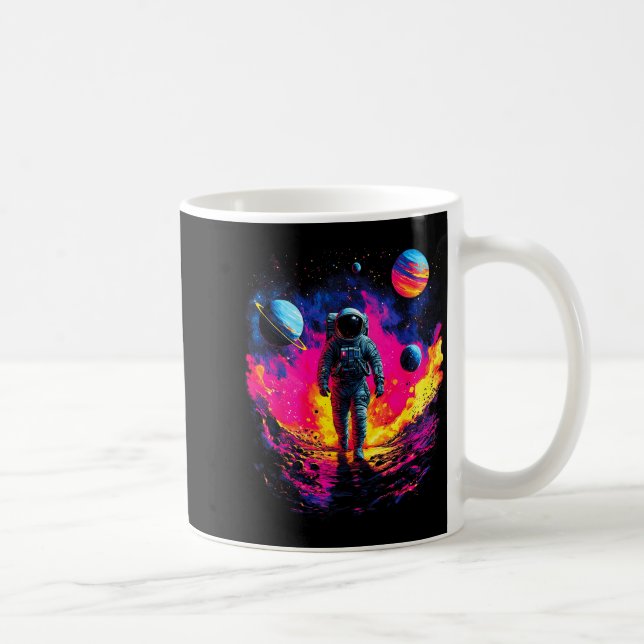 Taza De Café Astronaut Walking In Galaxy Outer Space Explorer S (Derecha)