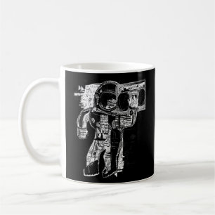 Taza De Café Astronauta abstracta escuchando Ilustracion musica