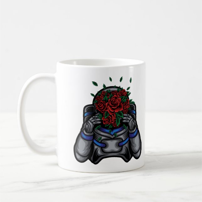 Taza De Café Astronauta con rostro de rosas (Izquierda)