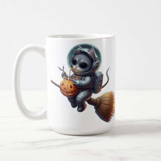 Taza De Café Astronauta de gatos cósmicos: magia y aventura esp (Izquierda)