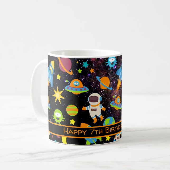 Taza De Café Astronauta del espacio exterior infantil negro (Anverso izquierdo)