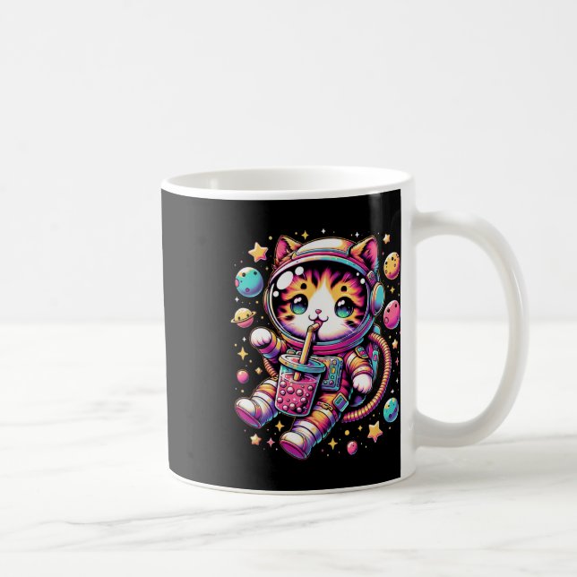 Taza De Café Astronauta divertida Kawaii Boba Tea Cat (Derecha)