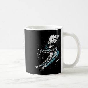 Taza De Café Astronauta en el espacio con esquís divertido esqu
