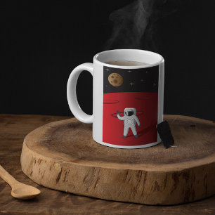 Taza De Café Astronauta en el planeta rojo del Explorador espac