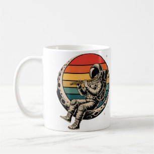 Taza De Café Astronauta espacial tocando flauta músico flautist