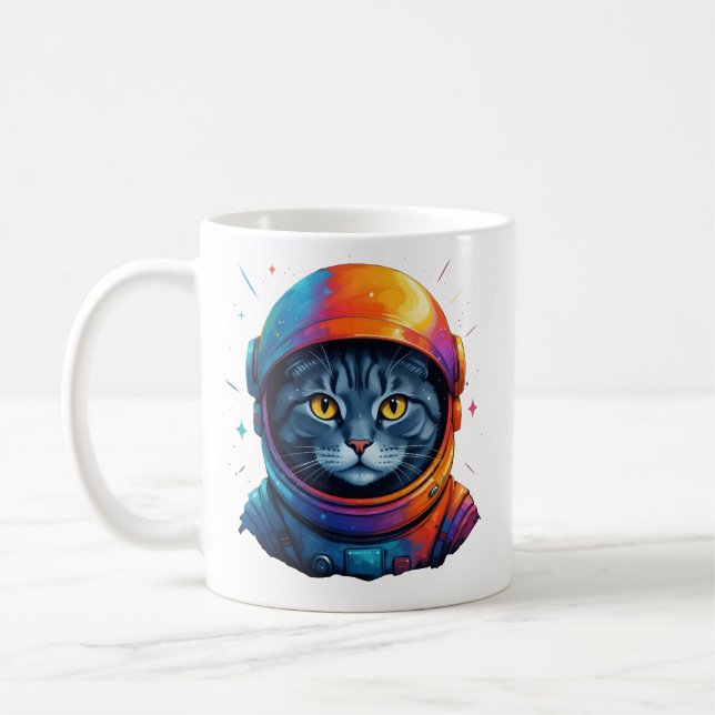 Taza De Café Astronauta espacio para gato Gracioso Gato Lover (Izquierda)
