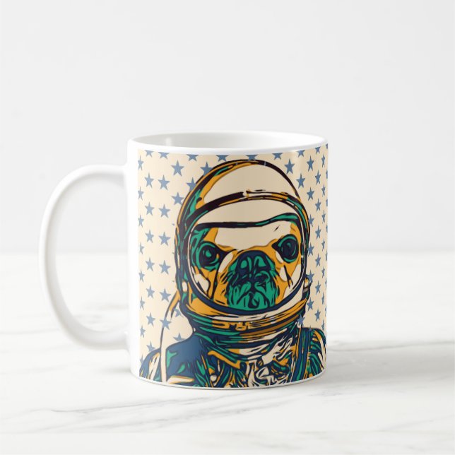 Taza De Café Astronauta francés de Bulldog Mug (Izquierda)