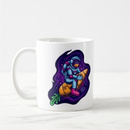Taza De Café Astronauta montando un cohete de zanahoria