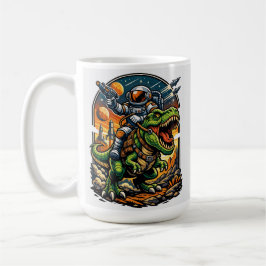 Taza De Café Astronauta montando un T-Rex – Dinosaurio Espacial