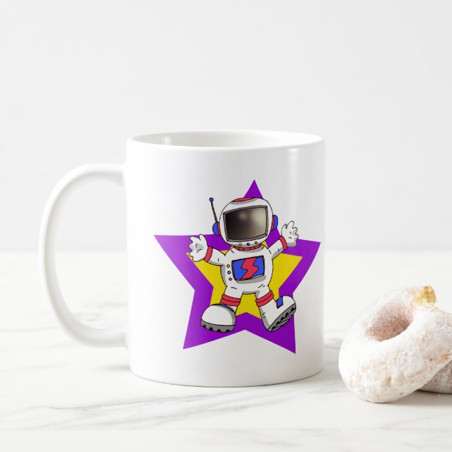 Taza De Café Astronauta personalizado en diseño de estrellas (Con donut)