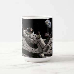 Taza De Café Astronauta relajándose con cerveza en la Luna