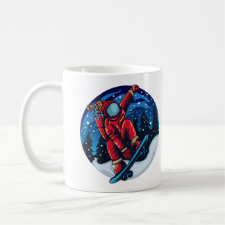 Taza De Café Astronauta Santa con Skateboard