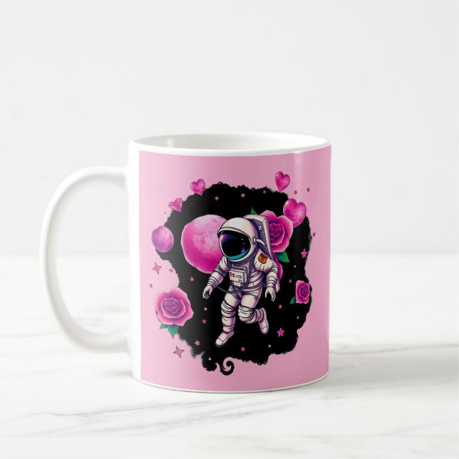 Taza De Café Astronauta Valentine Rosa (Izquierda)